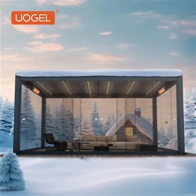Pergola med tag og skærme